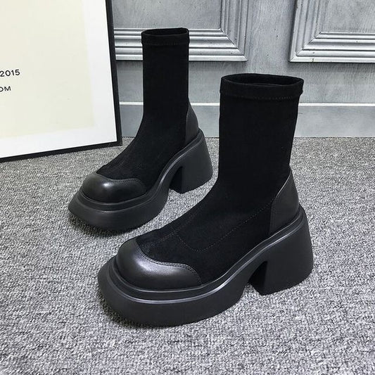 Short Boots Heel Block Platform