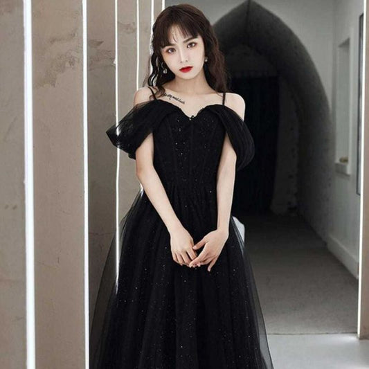 Evening A-Line Gown Panel Plain Mesh Spaghetti Strap