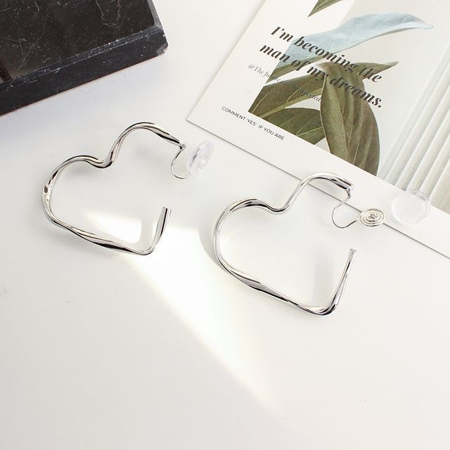 Earring Clip-On / Heart Hoop