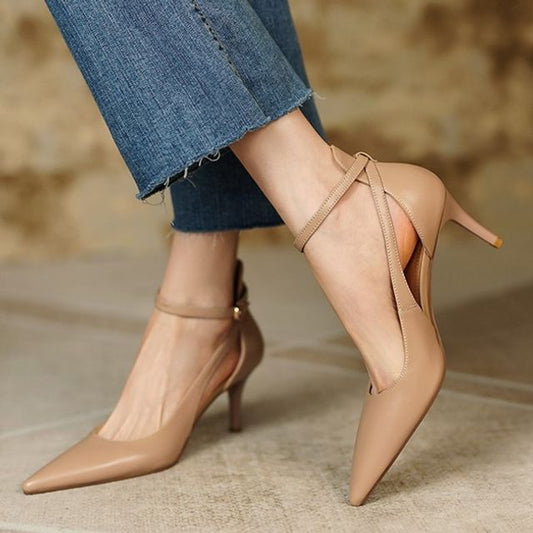 Sandals Strap Heel Plain Stiletto Ankle