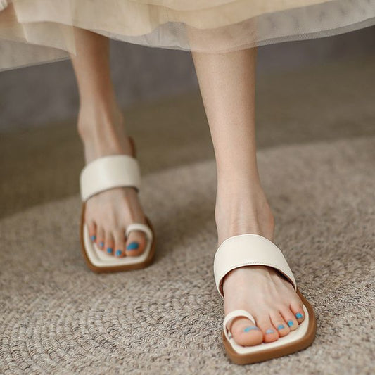 Loop Sandals Slide Flat Toe
