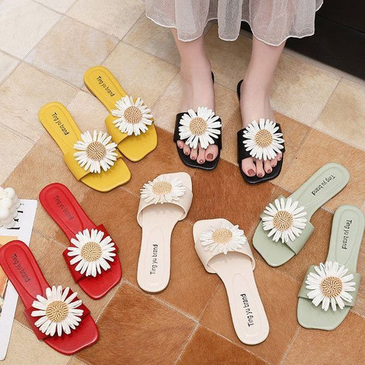 Flower Slide Sandals Applique