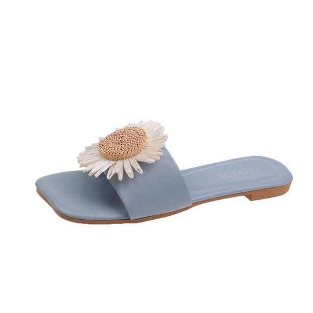 Flower Slide Sandals Applique