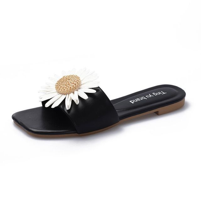 Flower Slide Sandals Applique