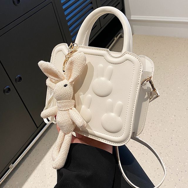 Leather Faux Rabbit Top Bag Crossbody Handle
