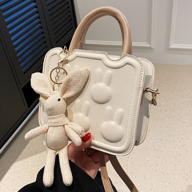 Leather Faux Rabbit Top Bag Crossbody Handle