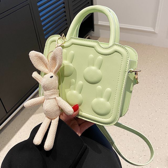 Leather Faux Rabbit Top Bag Crossbody Handle