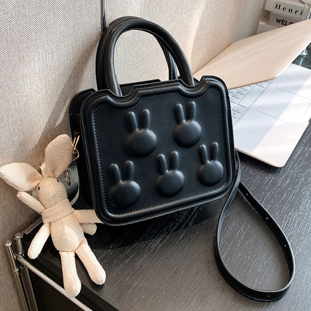 Leather Faux Rabbit Top Bag Crossbody Handle