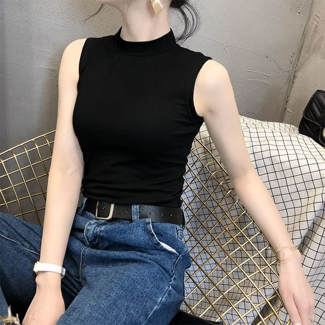 Mock Neck Tank Plain Top