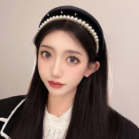 Faux Velvet Pearl Headband