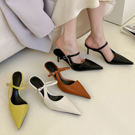 Heel Stiletto Toe Mules Pointy