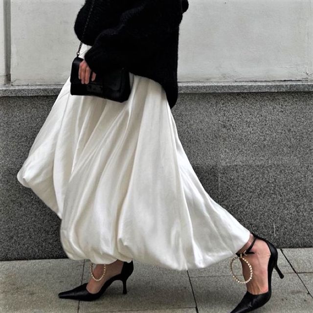High Maxi Skirt A-Line Plain Waist