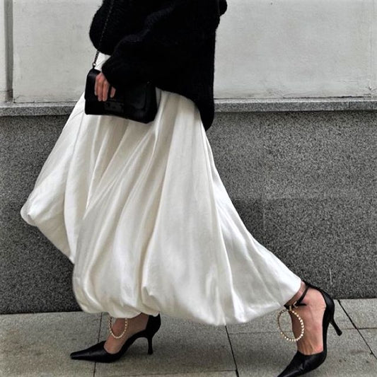 High Maxi Skirt A-Line Plain Waist
