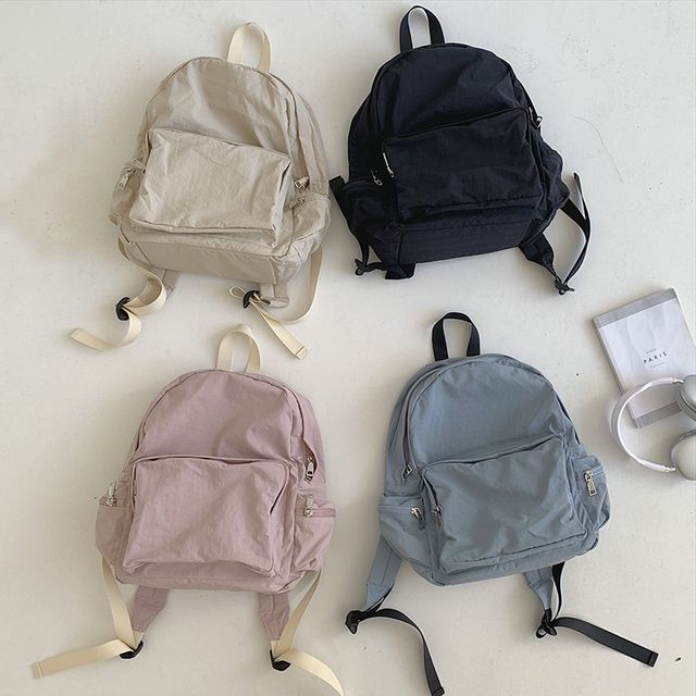 Backpack Plain Zip Nylon