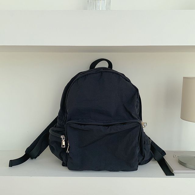 Backpack Plain Zip Nylon