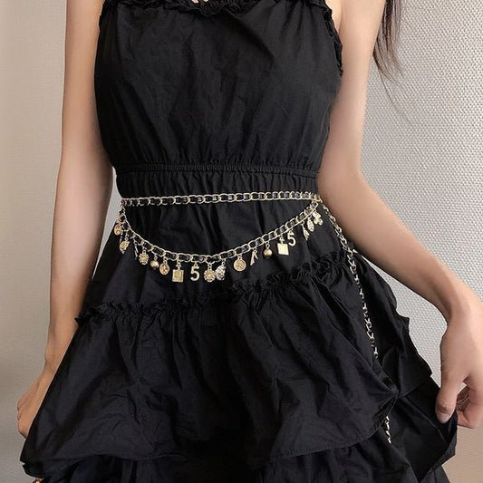 Belt Leather Chain Layered Faux Waist Alloy Fringed