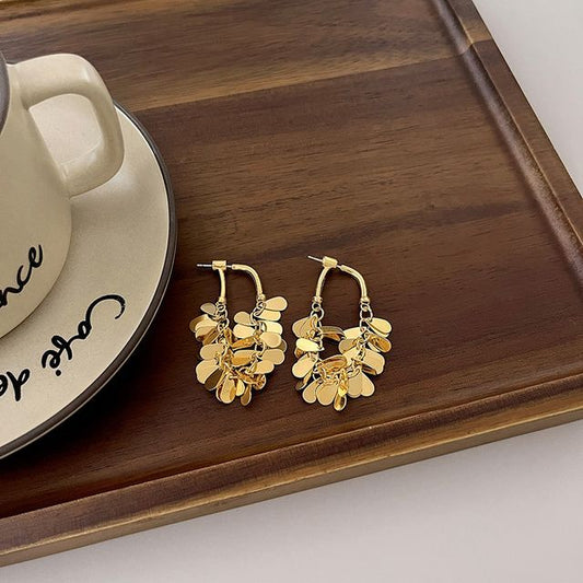 Alloy Droplet Fringed Earring