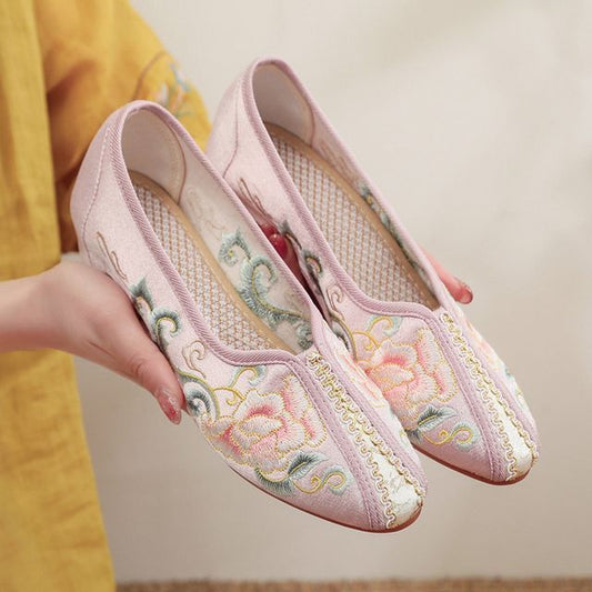 Pumps Floral Satin Embroidered