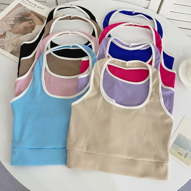 Neckholder-Camisole-Top in Farbblock-Optik