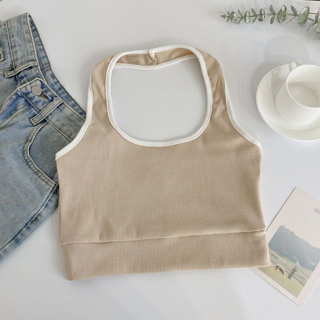 Neckholder-Camisole-Top in Farbblock-Optik