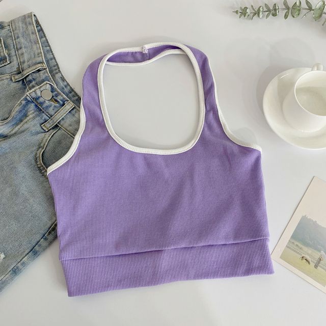 Neckholder-Camisole-Top in Farbblock-Optik