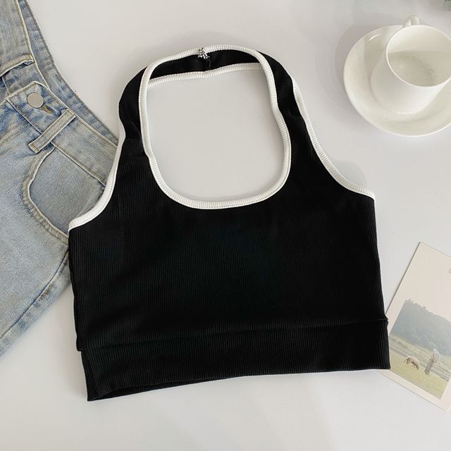 Neckholder-Camisole-Top in Farbblock-Optik