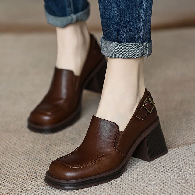 Buckled Block-Heel Loafers