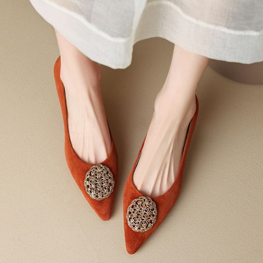 Kitten-Heel Pointed Rhinestone Pumps