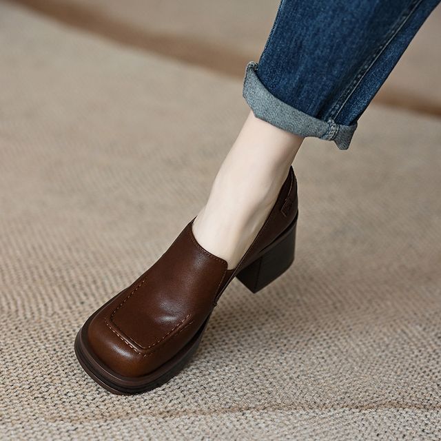 Buckled Block-Heel Loafers