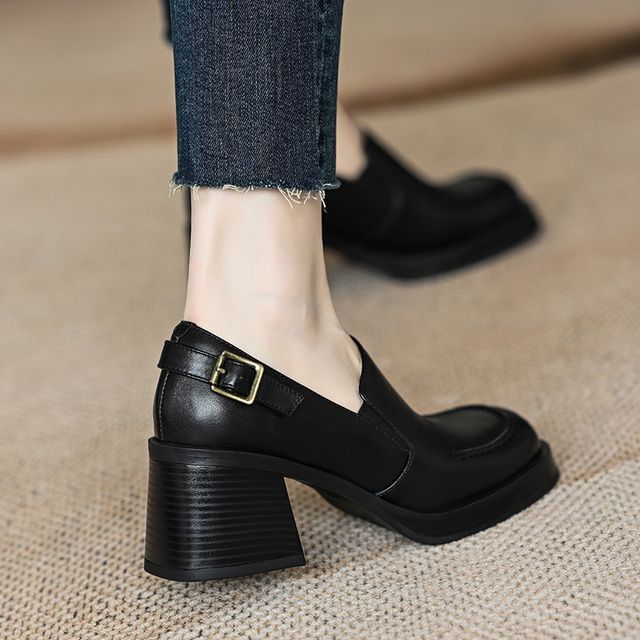 Buckled Block-Heel Loafers