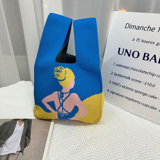 Patterned Tote Knit Bag