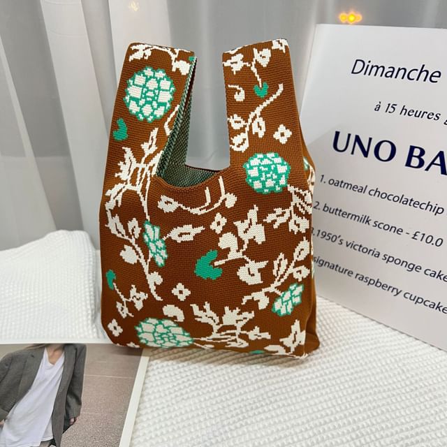 Patterned Tote Knit Bag