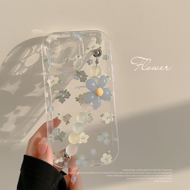Phone Strap Transparent Case Floral