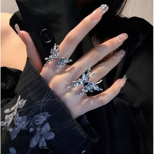 (various Butterfly designs) Alloy / Open Ring Set