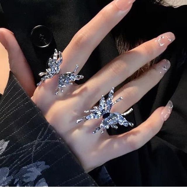 (various Butterfly designs) Alloy / Open Ring Set