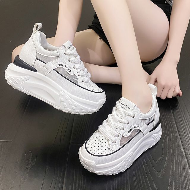 Sneakers Hidden Panel Wedge Platform Mesh