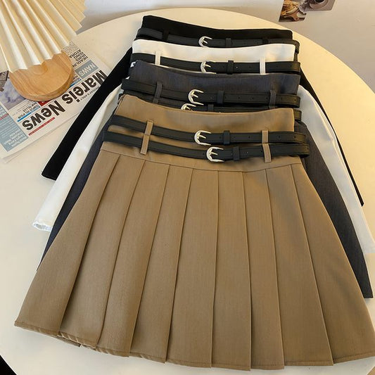 Plain Mini A-Line Pleated Skirt