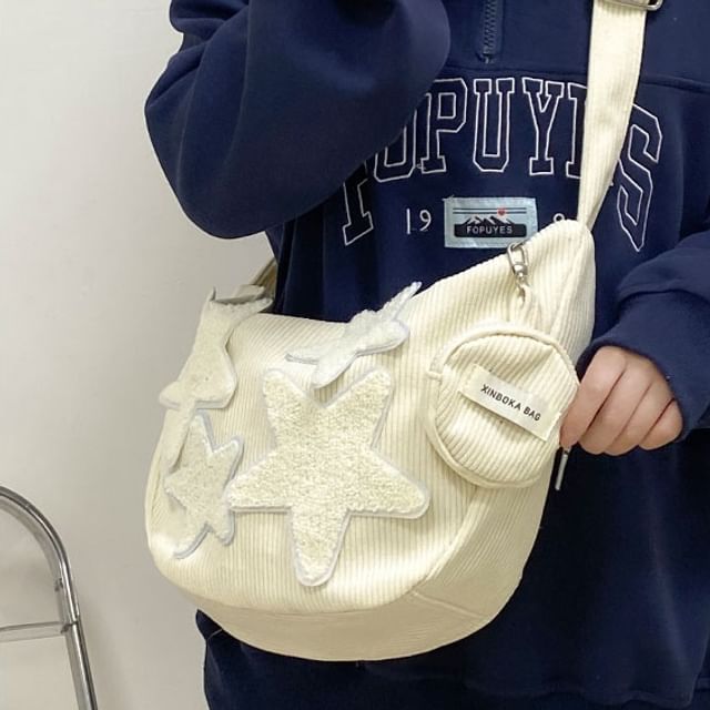 With Corduroy Pouch Designs) Applique Coin (Various Star Zipper Purse Crossbody