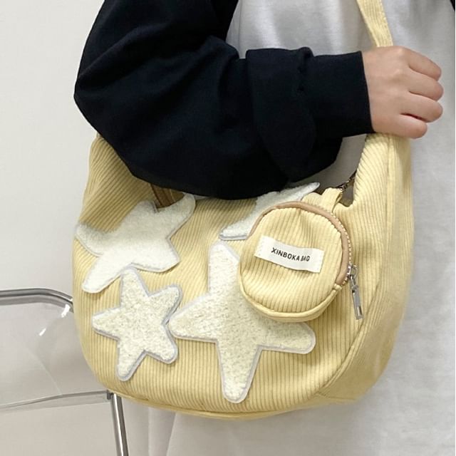With Corduroy Pouch Designs) Applique Coin (Various Star Zipper Purse Crossbody