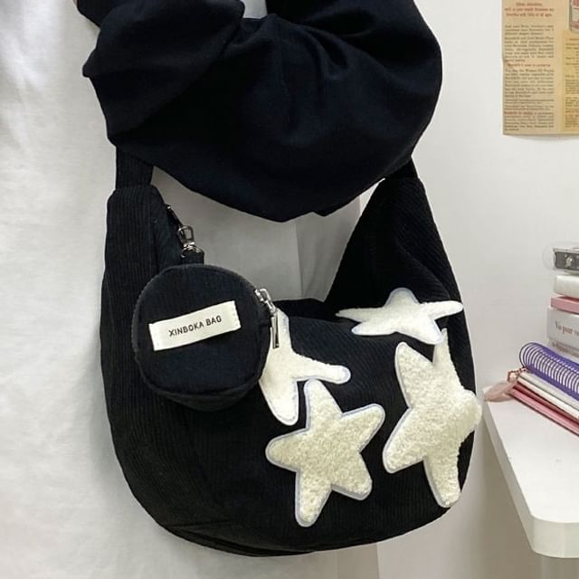 With Corduroy Pouch Designs) Applique Coin (Various Star Zipper Purse Crossbody