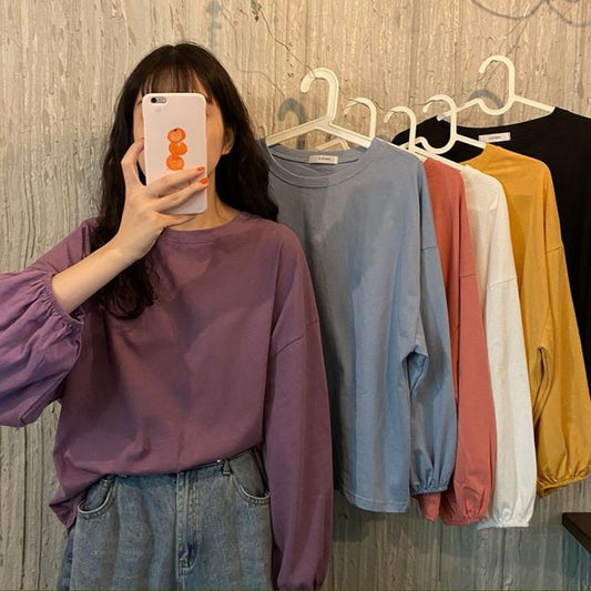 Tee Balloon Neck Round Sleeve Plain
