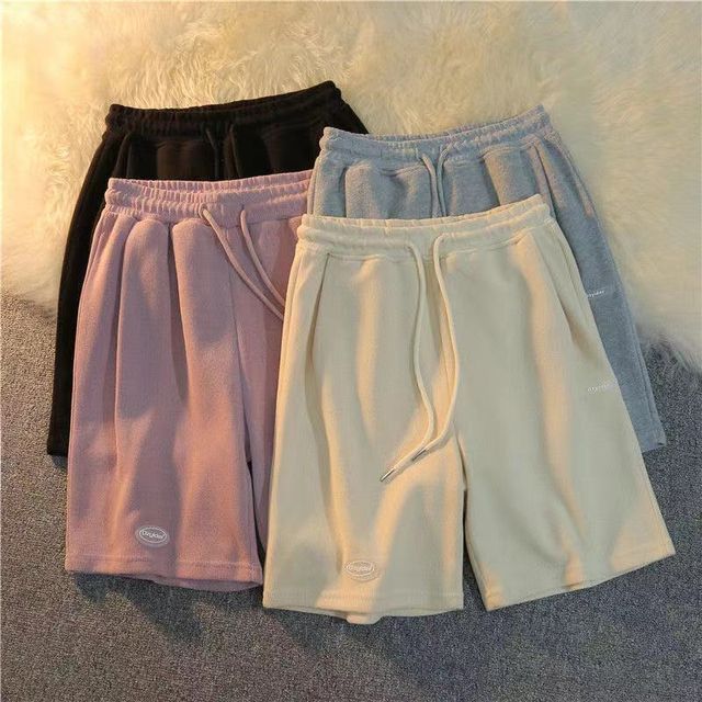 Drawstring Plain Waist Sweat Shorts