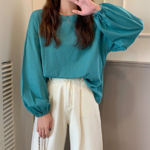 Tee Balloon Neck Round Sleeve Plain