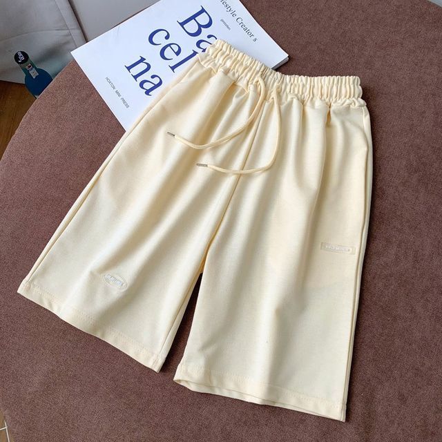 Drawstring Plain Waist Sweat Shorts