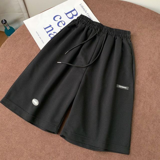 Drawstring Plain Waist Sweat Shorts