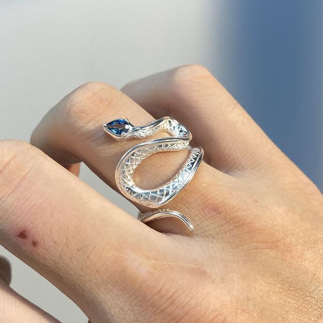 Rhinestone Ring Alloy Open Snake
