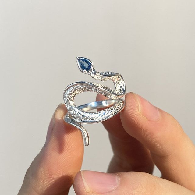 Rhinestone Ring Alloy Open Snake