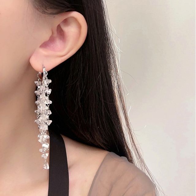 Faux Fringed Crystal Earring Alloy