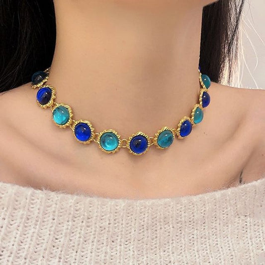 Faux Alloy Gemstone Choker