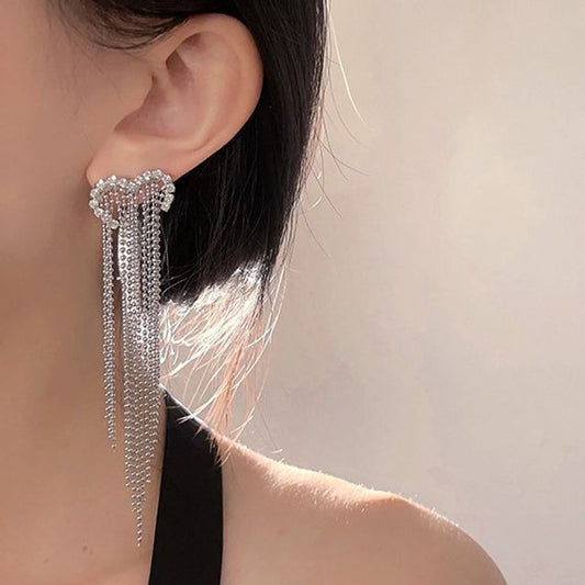 Alloy Earring Heart Fringed